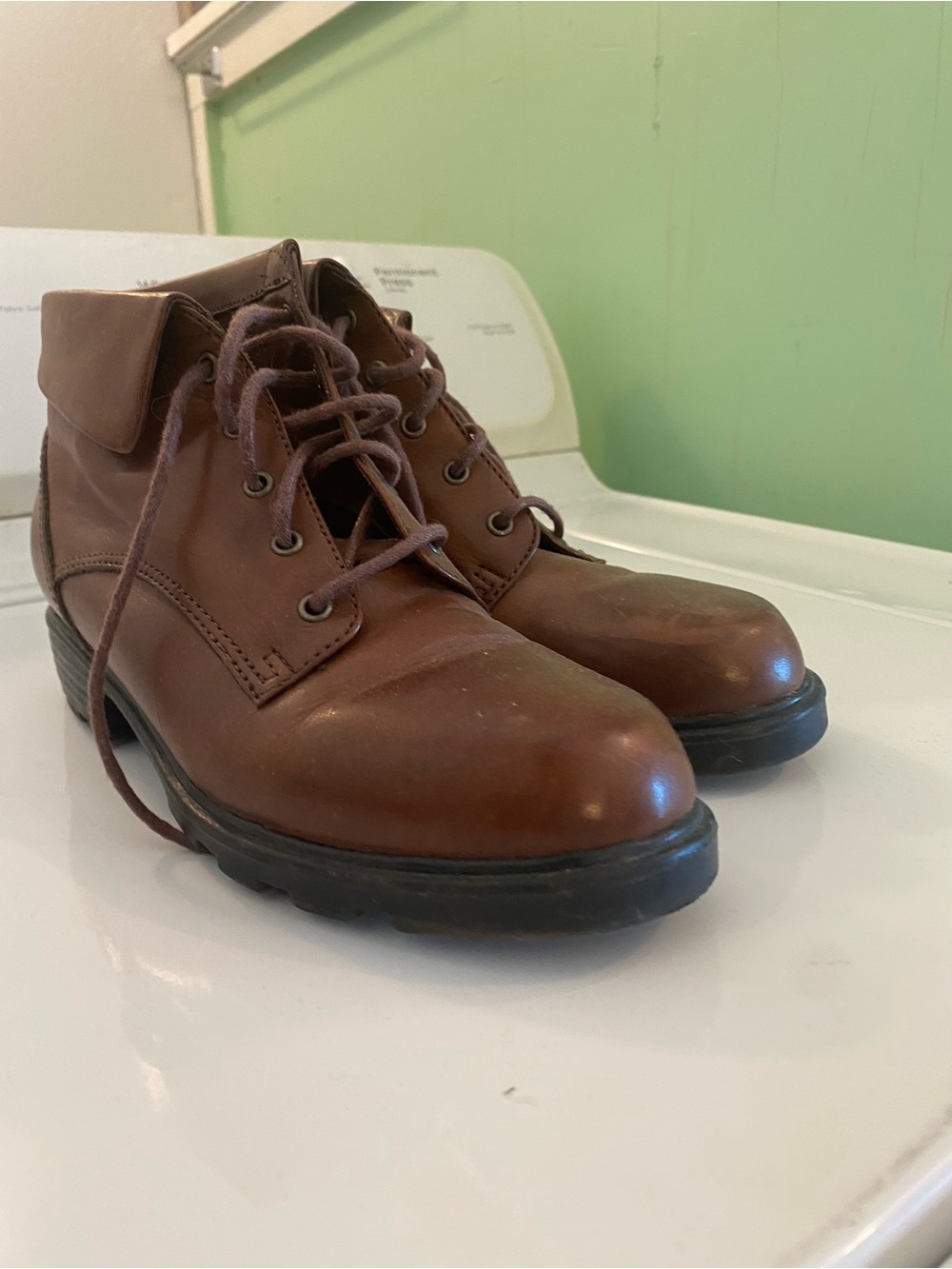 Cherokee Brown Leather Lace-Up Ankle Booties
